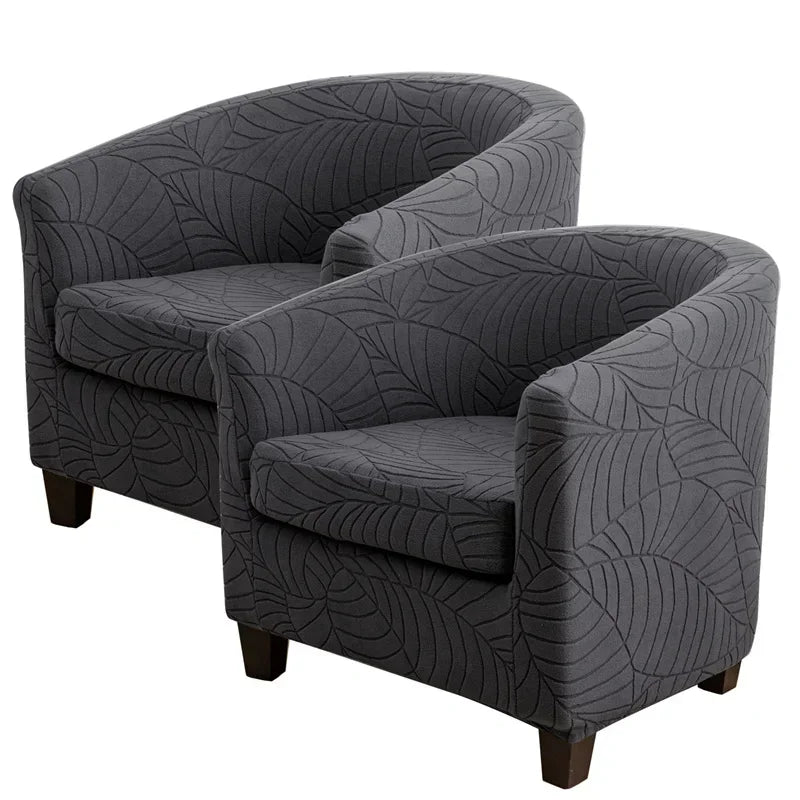 Leaves Jacquard Tub Chair Cover Anti-dirt Stretch Armchair Slipcover All-inclusive Single Club Sofa Cushion for Living Room