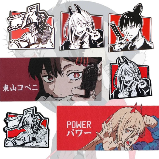 Chainsaw Man Anime Patch Power Hayakawa Autumn Label Embroidery Patches Hook and Loop Metal Tactical Military Backpack Badges
