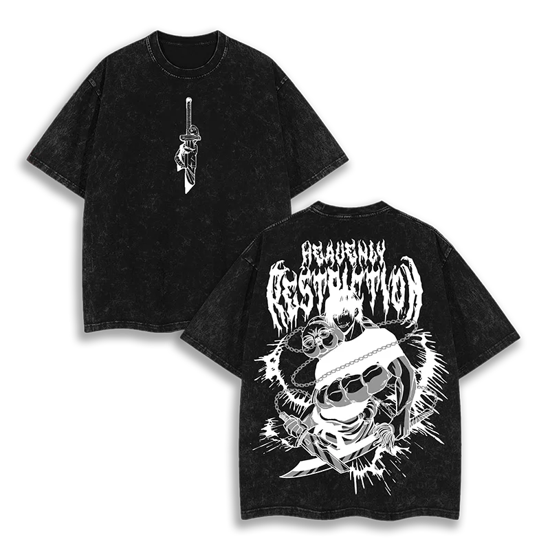 New Arrival Mens Clothes Tee Shirt Homme Graphic T-Shirts Men Tshirt for Men Ropa Hombre Jujutsu Kaisen Washed Camisetas