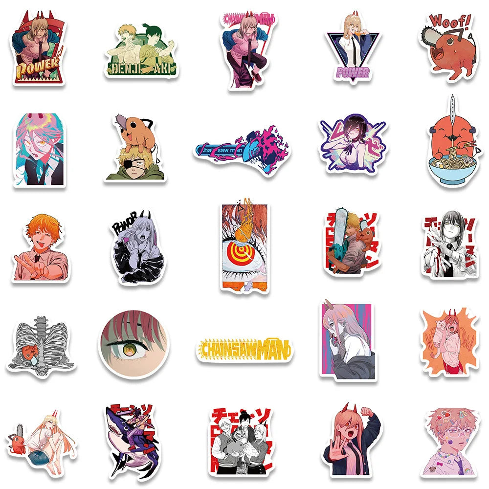10/30/50pcs Chainsaw Man Anime Stickers Cartoon Decals DIY Bike Laptop Skateboard Phone Cool Manga Graffiti Sticker Decoration