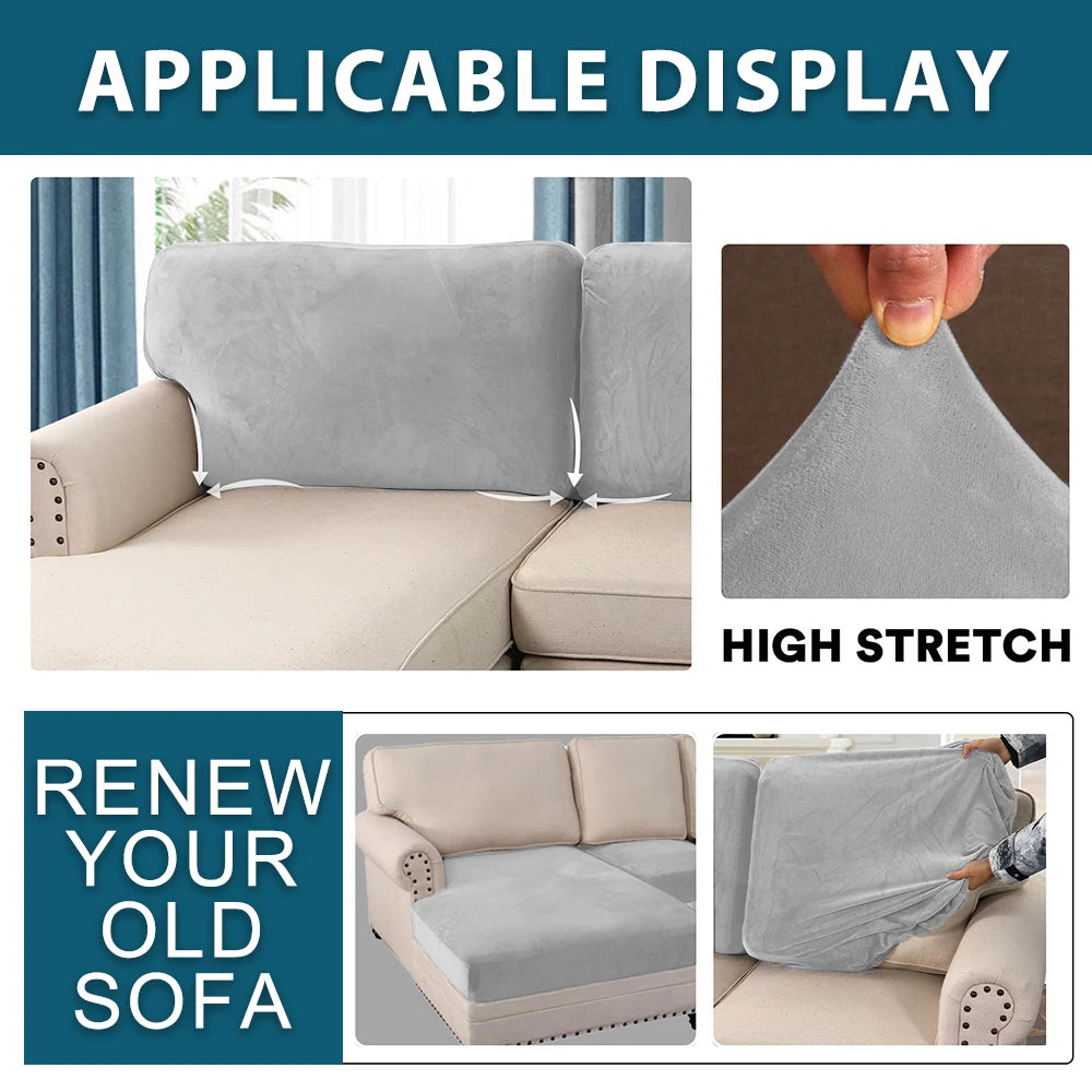BRHUIXUE Velvet Sofa Cushion Covers for Living Room Plush Sofa Seat Cover Soft Stretch Sofas Couch Slipcover Furniture Protector