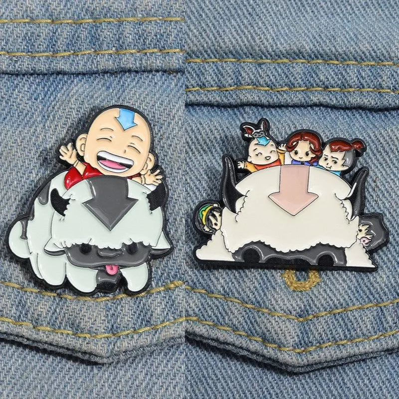 Cartoon Cattle and Boy Enamel Pin Front and Back Lapel Badge Anime Decorate Jewelry Brooch Gift For Kids