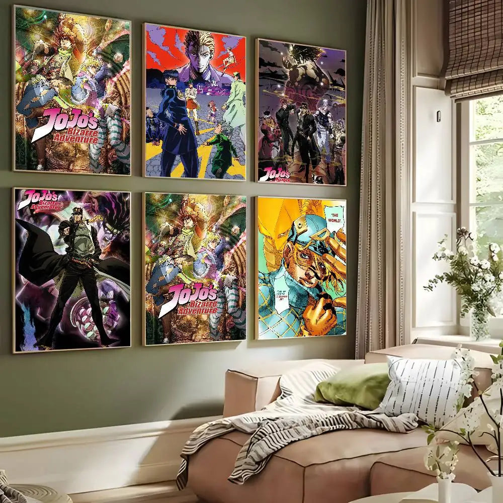 Anime JoJos Bizarre Adventure Retro poster art HD canvas advanced aesthetic Printing Paper Wall Art for Living Room Home Decor