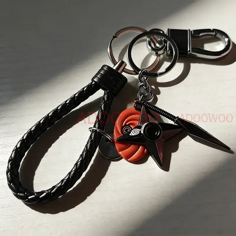 Naruto Akatsuki Alloy Keychain – Red Cloud Leather Rope