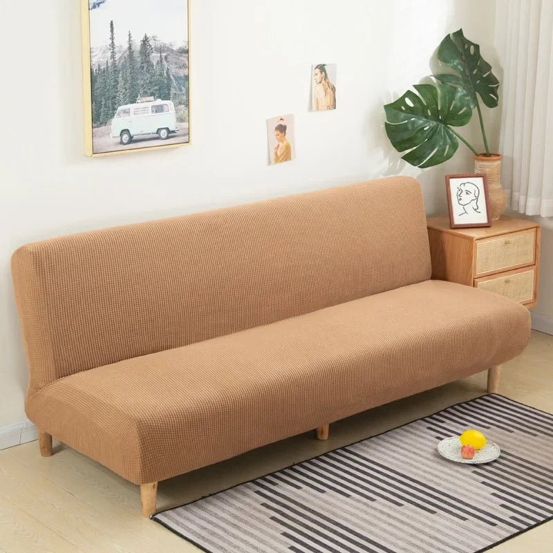 Polar Fleece Fabric Armless Futon Sofa Bed Cover Solid Without Armrest Big Elastic Folding Furniture home Decoration Bench Cover