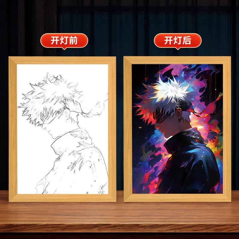 Jujutsu Kaisen Anime Figure Led Gojo Night Light Painting Decor Photo Satoru Gojo Room Decoration Kid Birthday Christmas Gift
