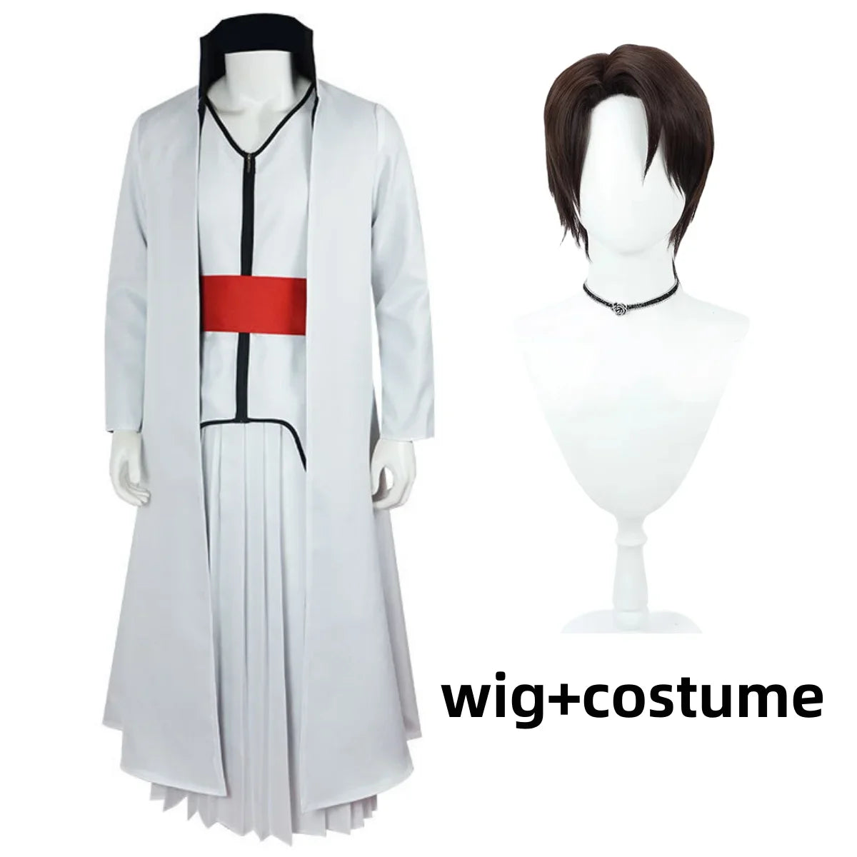 Anime Bleach Shinigami Aizen Sousuke Cosplay Costume Gotei 13 Captain Japanese White Kendo Uniform Wig Man Carnival Party Set