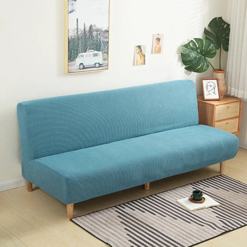 Polar Fleece Fabric Armless Futon Sofa Bed Cover Solid Without Armrest Big Elastic Folding Furniture home Decoration Bench Cover