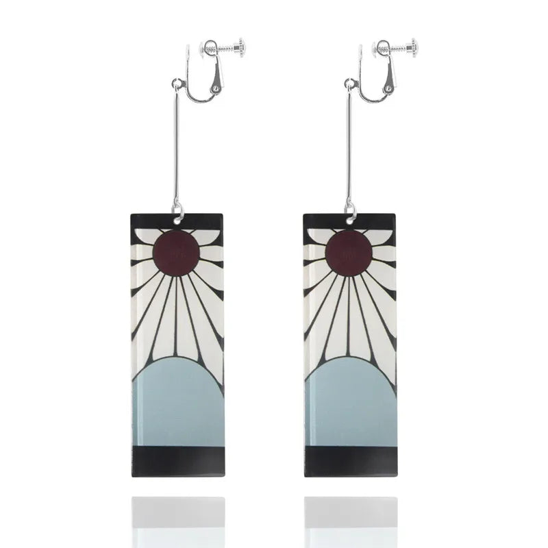 Creative Anime Acrylic Earrings For Women Demon Layer Butterfly Tanjiro Ear Drop Trendy Fans Cosplayer Jewelry Accessories Gifts