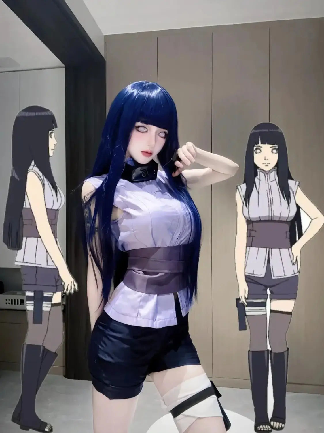 Naruto Shippuden Hinata Hyuga Cosplay Set – Shirt Pants Belt