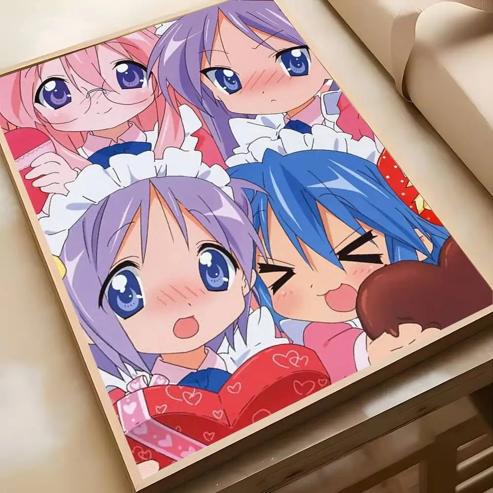 Cartoon L-Lucky S-Star ANIME Poster High-definition art sticker Self adhesive waterproof home decoration for living room