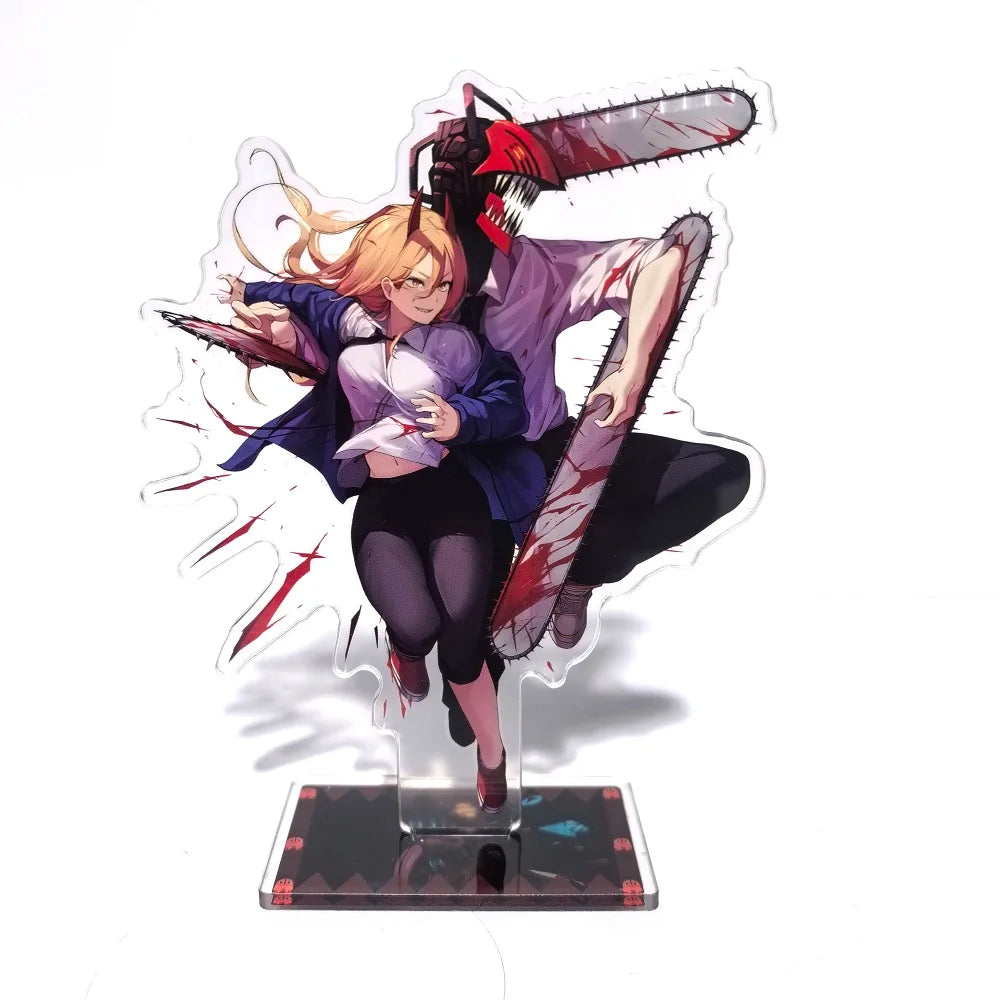 15CM Chainsaw Man Anime Figure Denji Power Acrylic Stand Model DIY Decor Standing Sign Adult Collection Toy Desktop Ornament