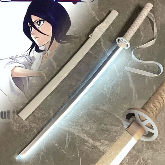 40inch Luminous Bleach Katana Kuchiki Rukia Sword Led Light Anime Cosplay Prop Knife Real Size Japanese Katana Samurai Sabre Toy