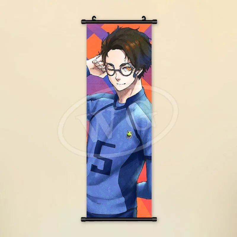 Blue Lock Hanging Painting Anime Poster Reo Mikage Wall Art Canvas Scroll Picture Isagi Yoichi Characters Home Decor Living Room