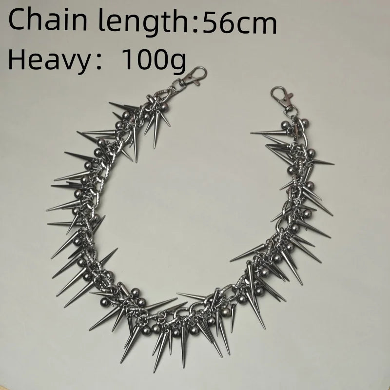 Hip Hop Rock And Roll Black Gun Plated Rivet Metal Biker Pants Chain Male Woman Fashion Rock And Roll Accessories Retro KeyChain