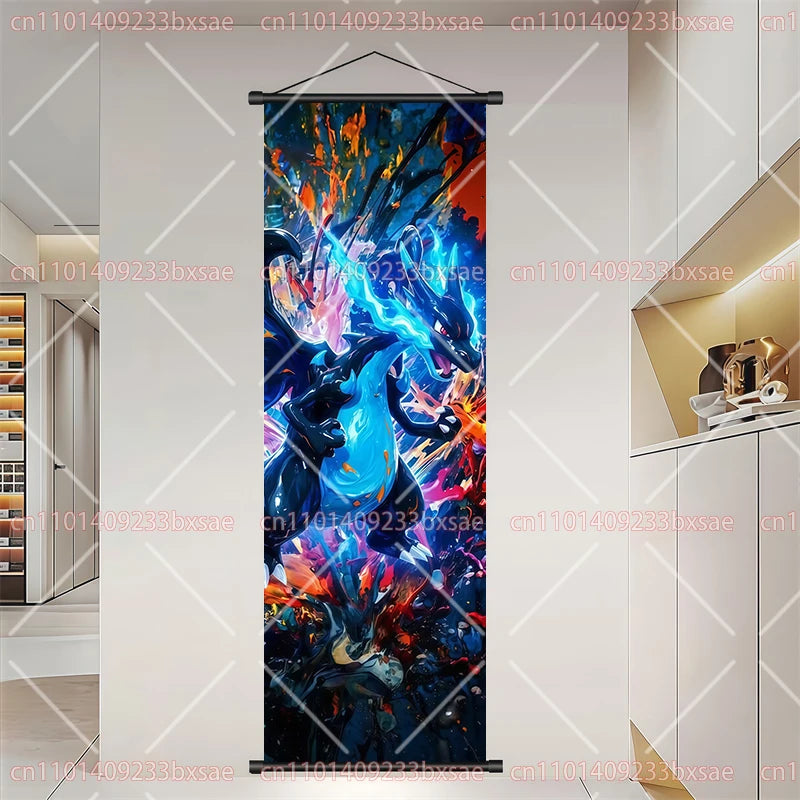 Pokémon Anime Elf Dragonite Gengar Pikachu Charizard Kyogre Rayquaza HD Poster Scroll Painting Art Hanging Painting Holiday Gift
