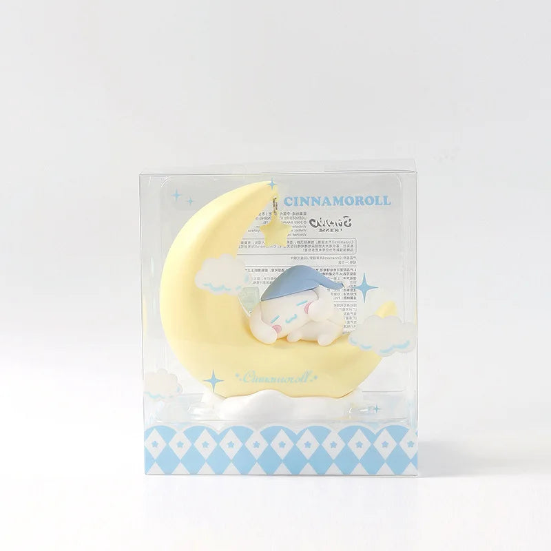 Genuine Cute Sanrio Kuromi Cinnamoroll Crescent Beautiful Dream LED Light-emitting Ornaments Cute Night Light Children's Gift