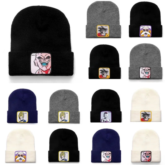 Anime Cartoon Dragon Ball Women Men Knitted Warm Winter Hats For Women Men Solid Hip-hop Casual Cuffed Beanies Bonnet