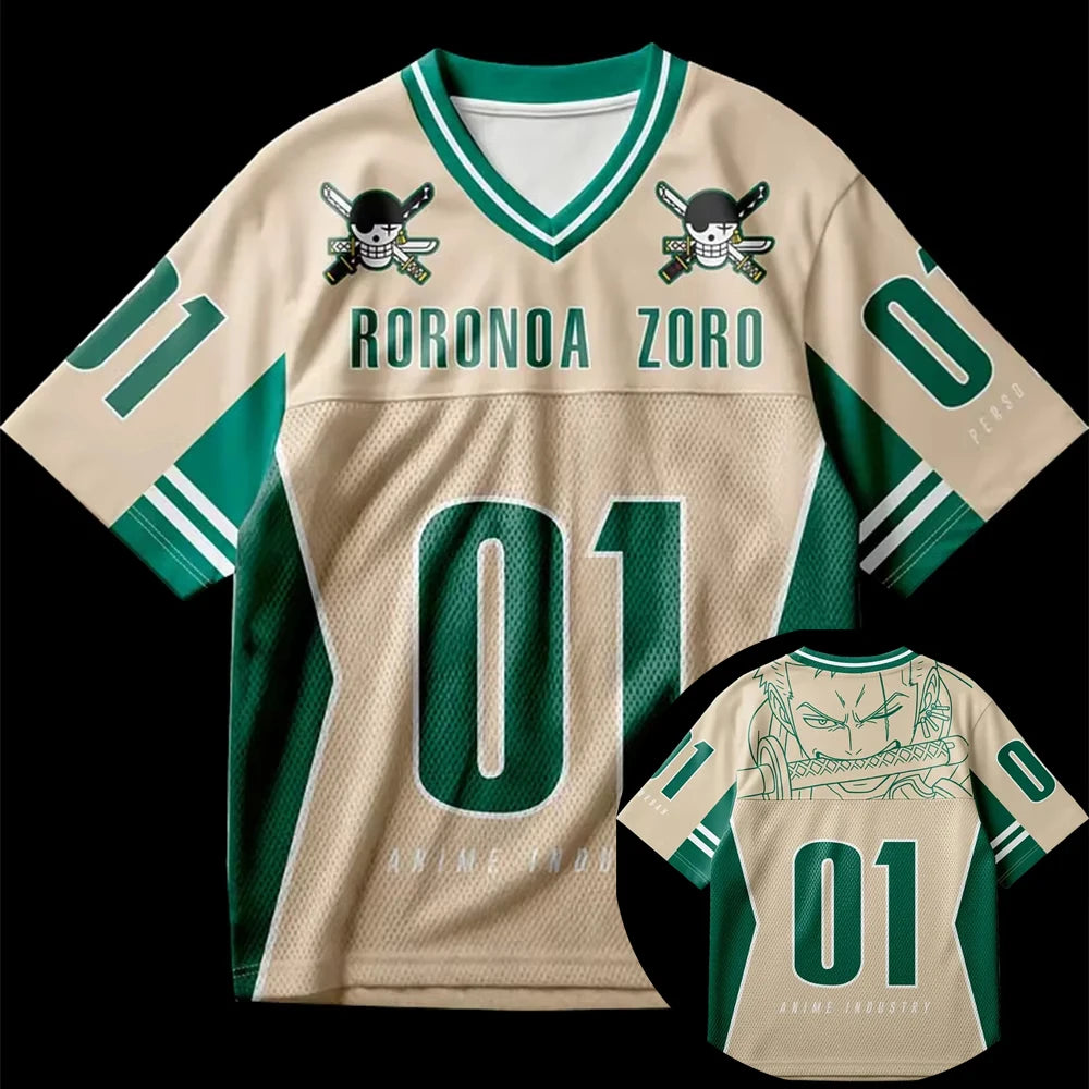 2026 Summer Children's One Piece Anime Jersey Camiseta Zoro Oversized Y2k Fashion Casual Sports T-Shirt For Men And Women Tops
