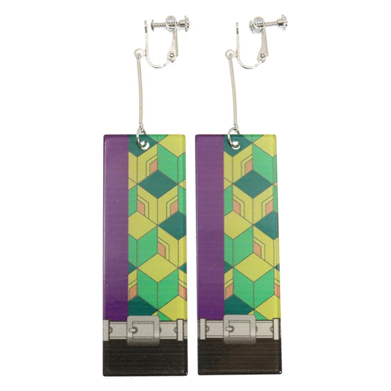 2022 Trendy Acrylic Tanjiro Earrings Demon Slayer Earrings Anime Cosplay Props Hanafuda Drop Long Earrings for Women Girls Jewel