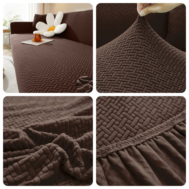 LEVIVEl Jacquard Elastic Sofa Covers Geometric ArmChair Knitted Sofa Couch Slipcovers Chair Protector For Living Room L Shaped