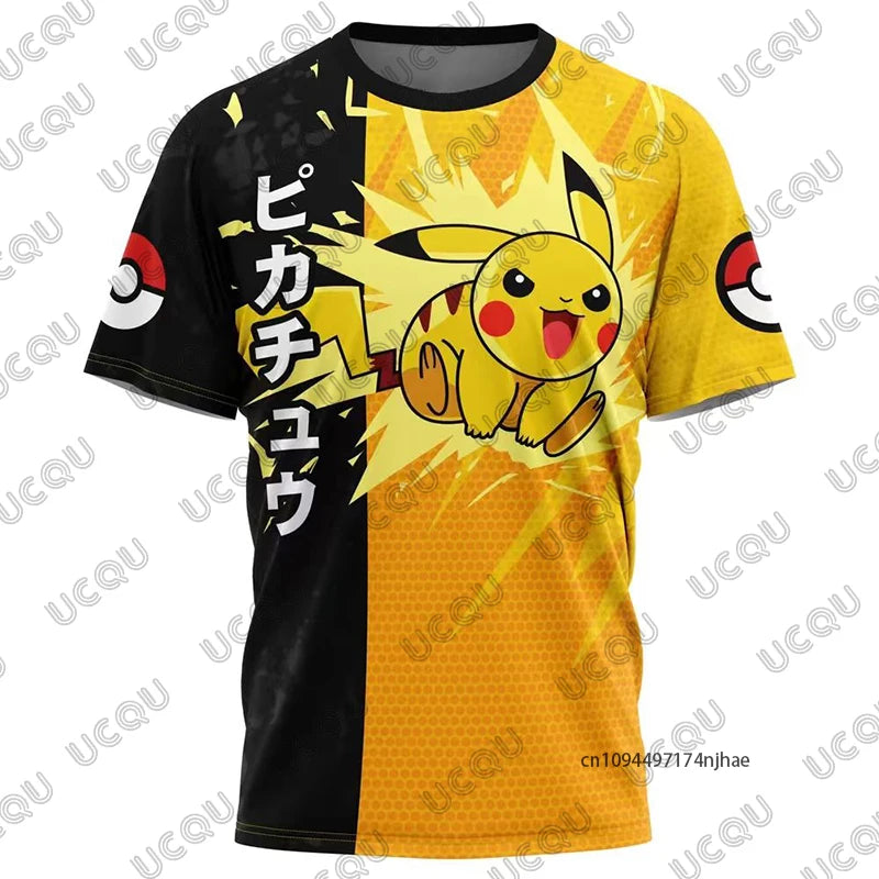 Summer New Pokémon Snorlax Cartoon Print Men's and Women‘s T Shirt Short-sleeved Sports Cosplay Tees Casual Oversized Kids Tops
