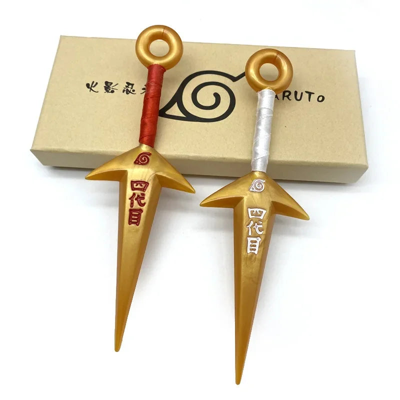 Naruto Anime Golden Shuriken Kunai Model Toys Ninja Action Figures Cosplay Props PVC Weapon Models Toys for Children Adult Gifts