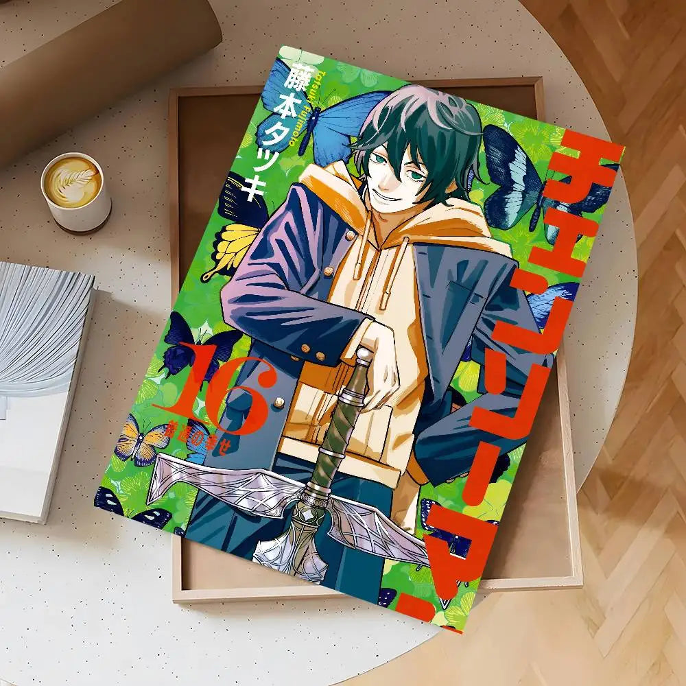 Anime Chainsaw Man Poster Self-adhesive Wall Mural Art Waterproof Sticker For Bar Room Decor High Quality Print Gift