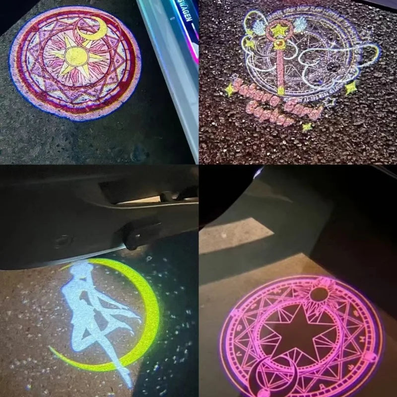 Sailor Moon Anime Car Welcome Light Projector Lamp Motorcycle Atmosphere Lights Cute Gift Accessory Floor Lamp Car Decoration