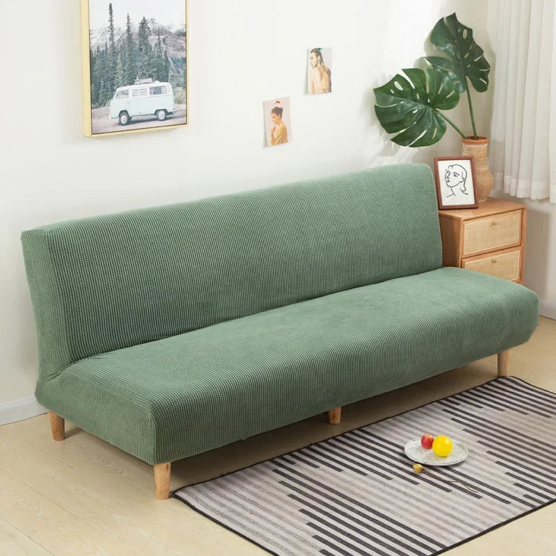 Polar Fleece Fabric Armless Futon Sofa Bed Cover Solid Without Armrest Big Elastic Folding Furniture home Decoration Bench Cover