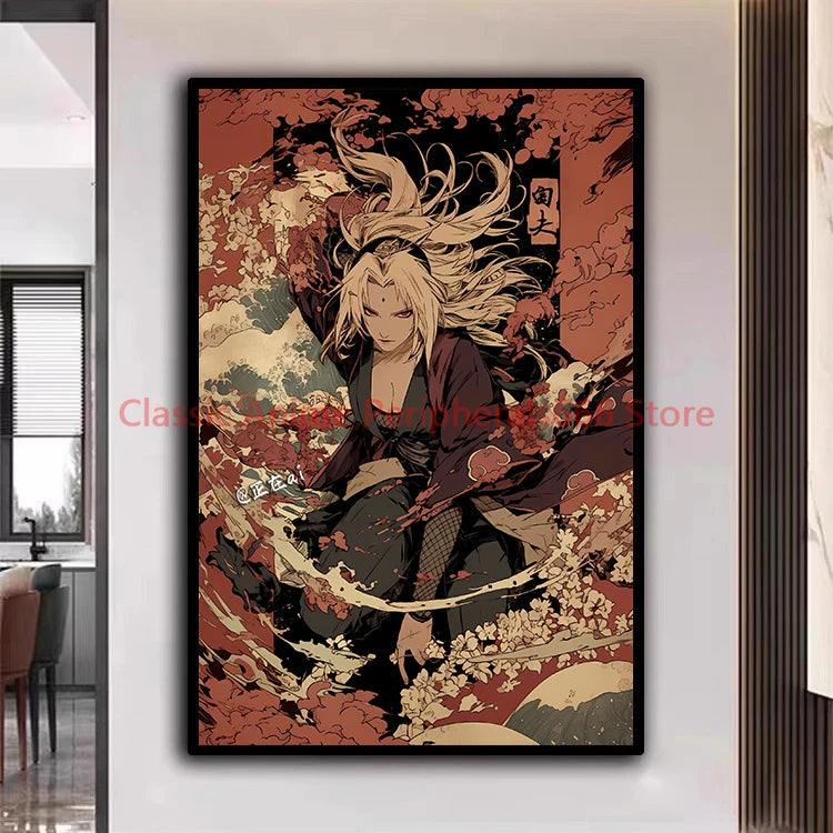Naruto Poster Kakashi Sasuke Itachi Uchiha Akatsuki Anime Character Ukiyo-e Oil Painting Modern Home Decoration Aesthetic Gift