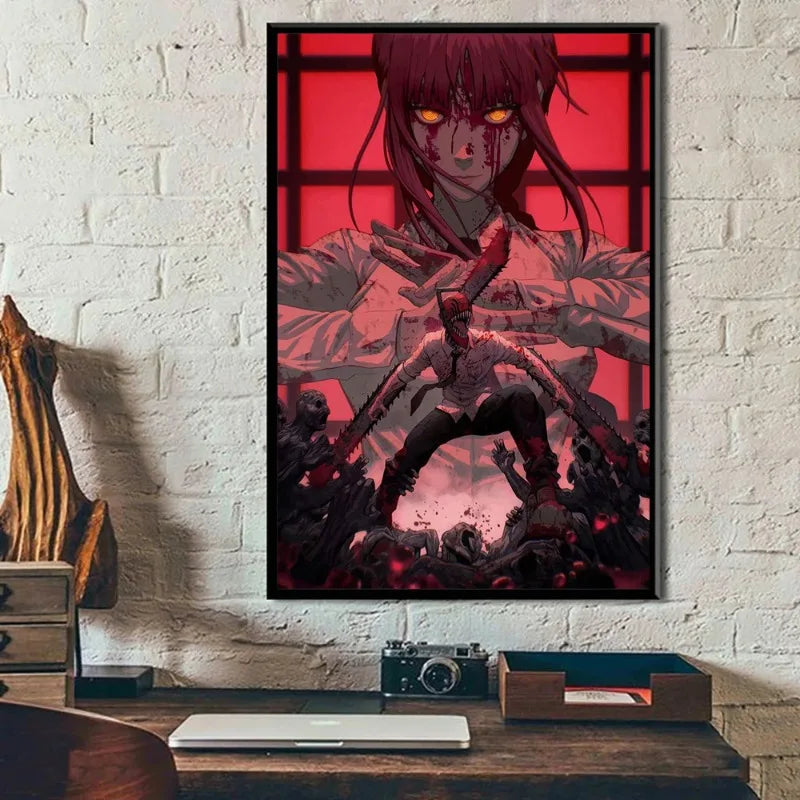 Hot Japan Anime Chainsaw Man Posters cartoon Wall decor poster canvas painting Aesthetic Nursery Kids Room Home Room Decoration