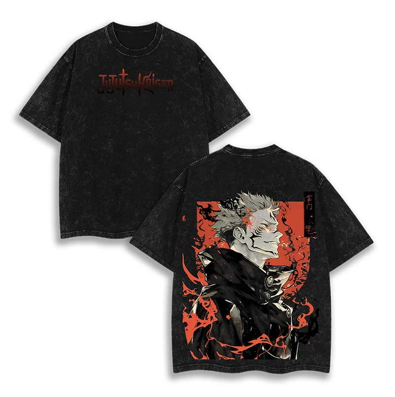 New Arrival Mens Clothes Tee Shirt Homme Graphic T-Shirts Men Tshirt for Men Ropa Hombre Jujutsu Kaisen Washed Camisetas