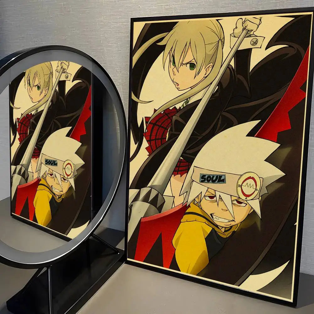 Popular Japanese Anime S-Soul Eater Poster High Quality Dorm Living Room Aesthetic Wall Decoration Painting Stickers Gift