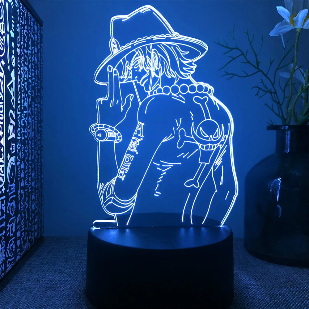One Piece Zoro Luffy Nami Anime Night Lights Action Figure 3D LED Color Changing Toys Doll Usopp Sanji Chopper Hancock Xmas Gift