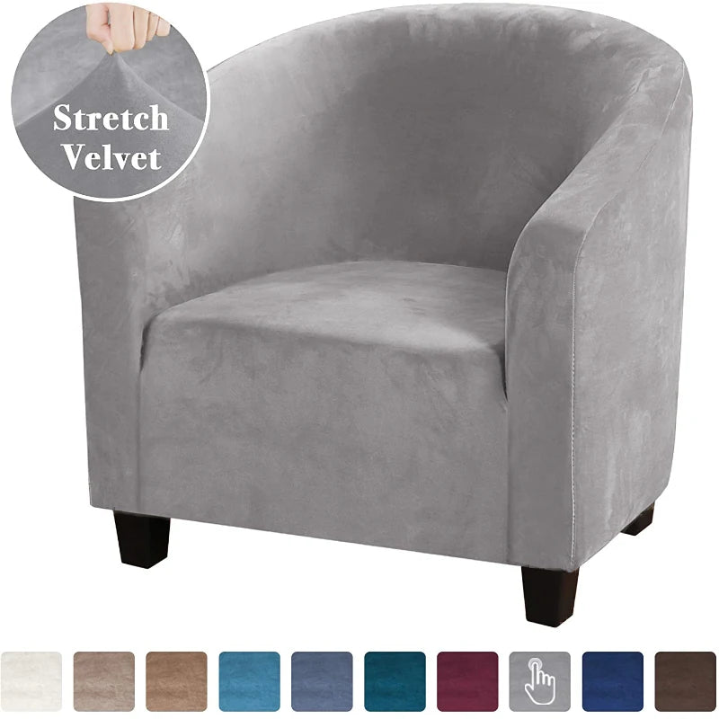 High Stretch Sofa Cover Velvet Tub Chair Cover Skid Resistance Furniture Protector Stretch Fabric Super Soft Couch Slipcover