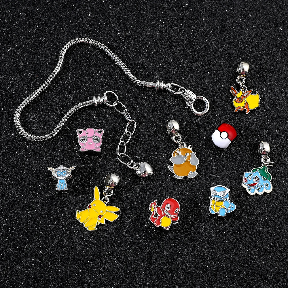 Anime Bracelet for Women, Cute Cartoon Pikachu Pendant, Metal Enamel Charm Bangle, Fashion Jewelry, Hand Chain Gifts