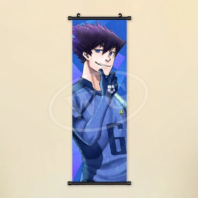 Blue Lock Hanging Painting Anime Poster Reo Mikage Wall Art Canvas Scroll Picture Isagi Yoichi Characters Home Decor Living Room