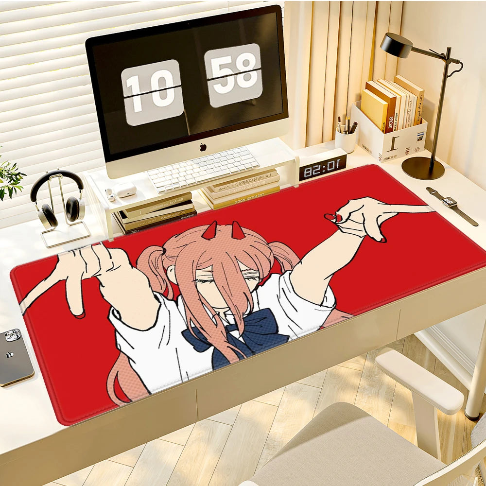 Power Chainsaw Man Deskmat Gamer Girl Carpet Xxxl Mouse Pad 1000x500 Playmat Red Computer Mat Anime Mousepads Desk Accesories