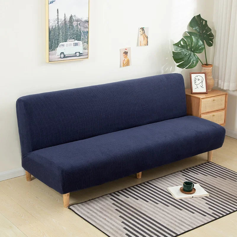 Polar Fleece Fabric Armless Futon Sofa Bed Cover Solid Without Armrest Big Elastic Folding Furniture home Decoration Bench Cover