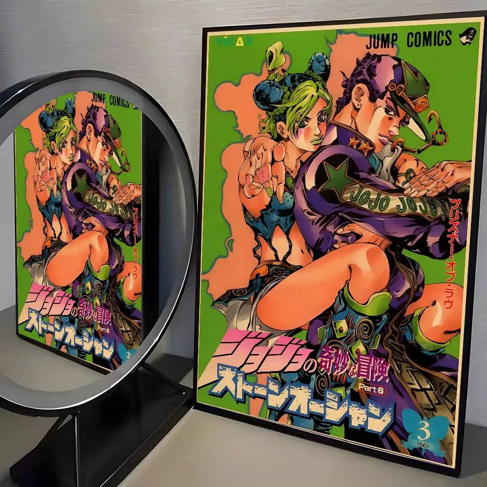 Anime JoJos Bizarre Adventure Retro poster art HD canvas advanced aesthetic Printing Paper Wall Art for Living Room Home Decor