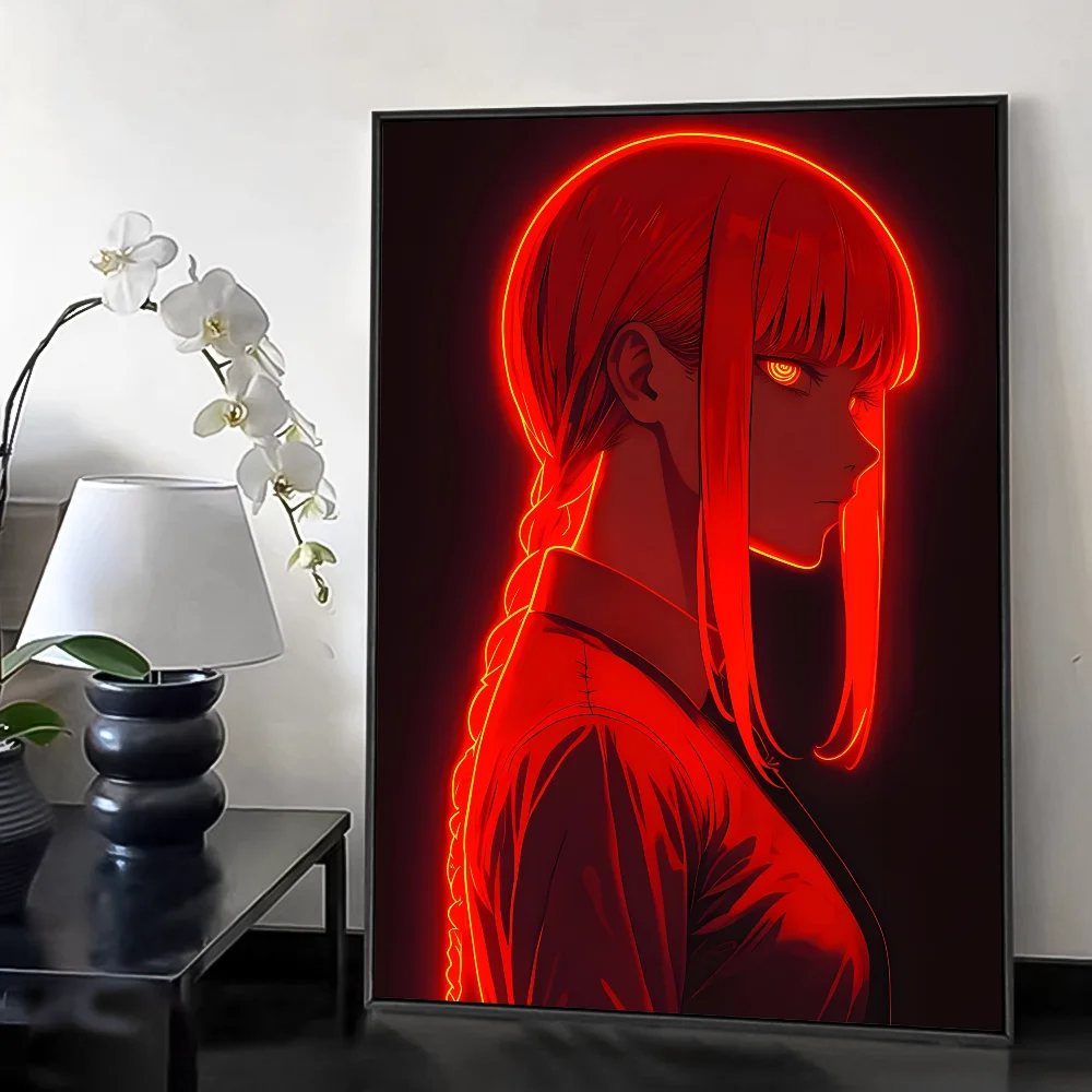 Makima Chainsaw Man Anime Poster HD art sticky wall waterproof home living room bedroom bar aesthetic decoration