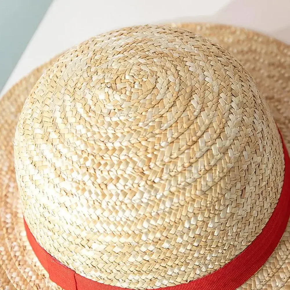 31cm/35CM Anime Straw Hat Festivals Party Cosplay Props Sun Protection Hat Parent-child Summer Sun Straw Beach Hat For Men Women