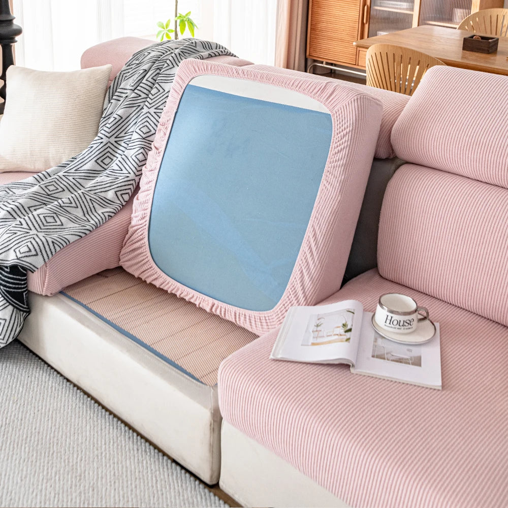 New Thicken Jacquard Sofa Seat Cushion Covers Solid Colors Striped Sofa Covers for Living Room Sectional Couch Covers Removable