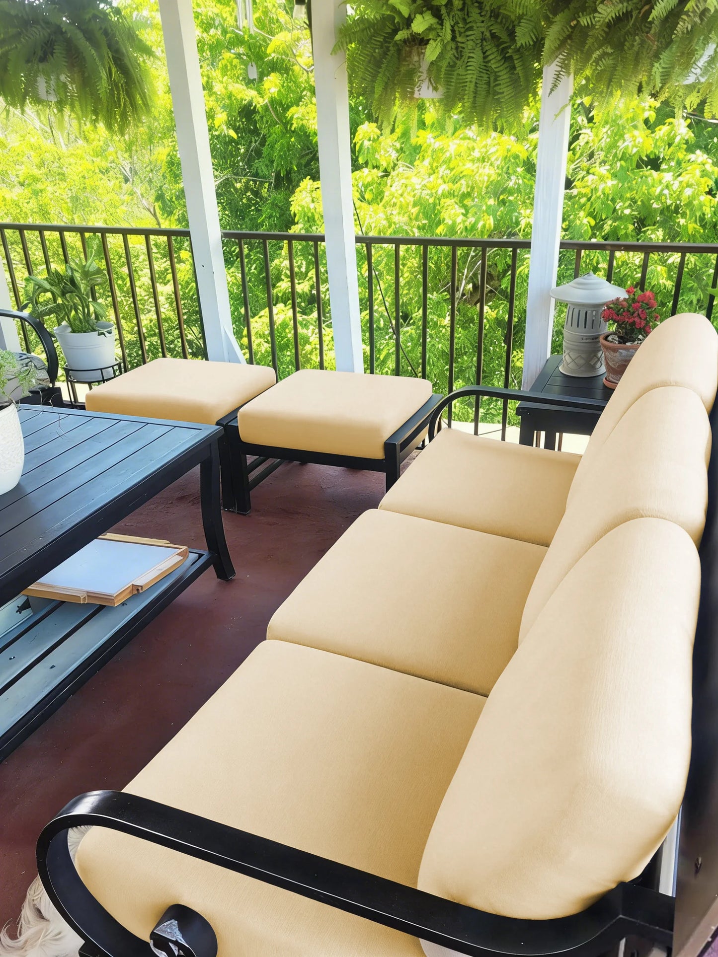 Outdoor Tropical Print Sofa Cushion Covers - Non-Slip Furniture Protectors, Replacement for Individual Seat Cushions