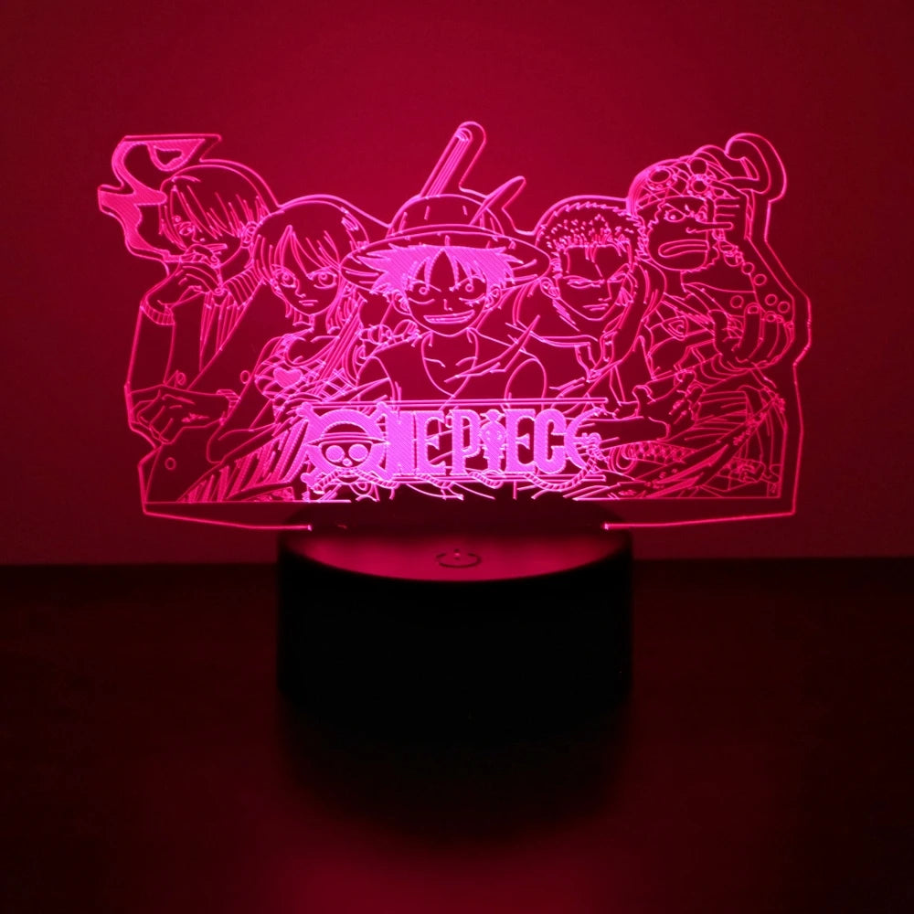 One Piece Zoro Luffy Nami Anime Night Lights Action Figure 3D LED Color Changing Toys Doll Usopp Sanji Chopper Hancock Xmas Gift
