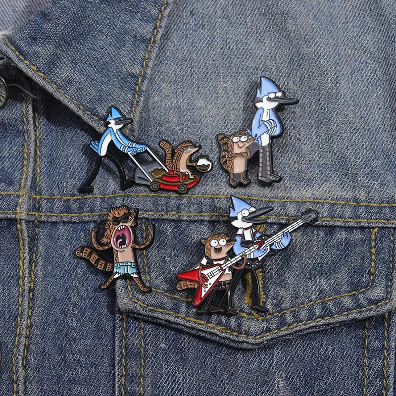 Cartoon Anime Blue Hair Brooch Metal Badge Collar Needle Clothing Accessories Chest Flower Silk Scarf Buckle Guitar Music Pin