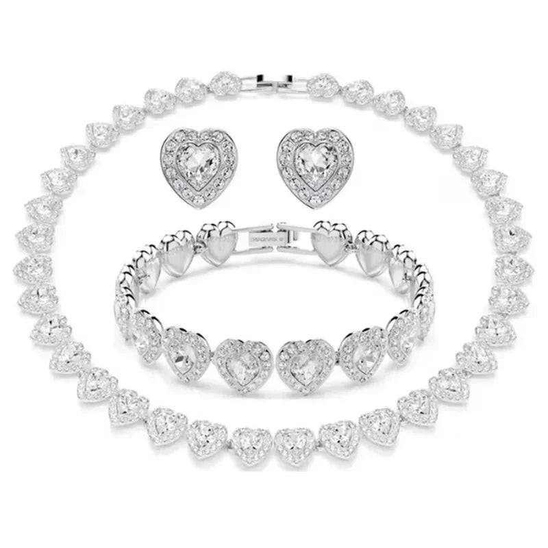 Good Brand Silver Color Ariana Grande Tennis Necklace Women Romantic Luxury Gift Jewelry Set Jewelry Sets 925 sterling silver