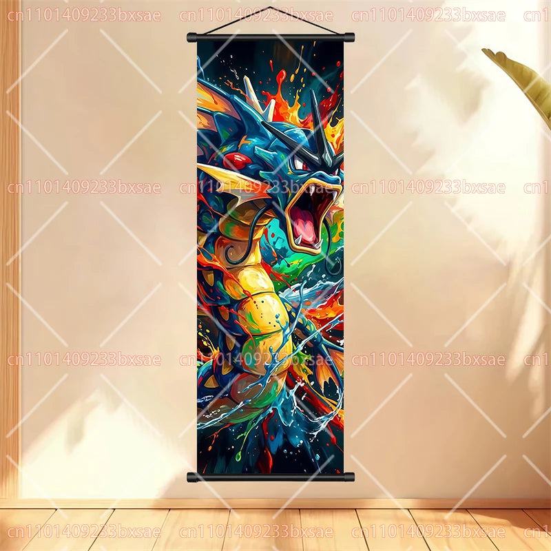Anime Pokémon Gengar Charizard Kyogre Gyarados Mewtwo Rayquaza Cool Poster Hanging Scroll Painting Birthday Holiday Party Gift