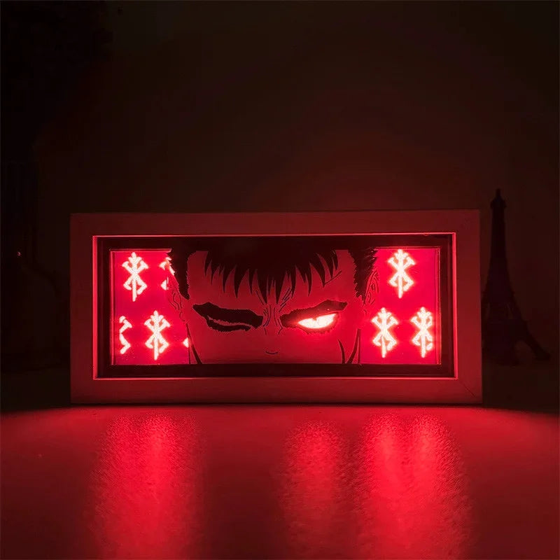 Berserk Paper Carved Lamp Anime Figure Guts Griffith 3D LED Color Light Box Room Decoration Collect Night Light Anime Fans Gift